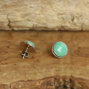 Big Chrysoprase Posts - Chrysoprase Traditional Posts - .925 Sterling Silver - Silversmith - Chrysoprase Studs