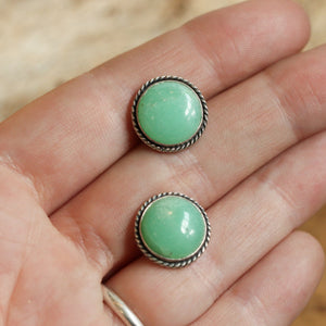 Big Chrysoprase Posts - Chrysoprase Traditional Posts - .925 Sterling Silver - Silversmith - Chrysoprase Studs