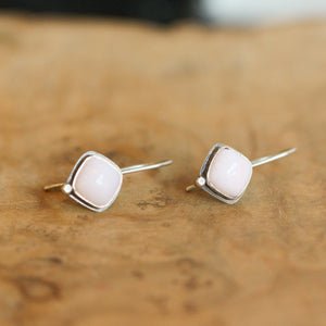 Pink Opal Earrings - Sterling Silver Drop Earrings - Boho Pink Earrings - Silversmith