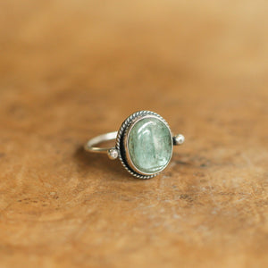 Green Kyanite Delica Ring - Sterling Silver Ring - Silversmith Ring - Kyanite Ring