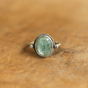 Green Kyanite Delica Ring - Sterling Silver Ring - Silversmith Ring - Kyanite Ring