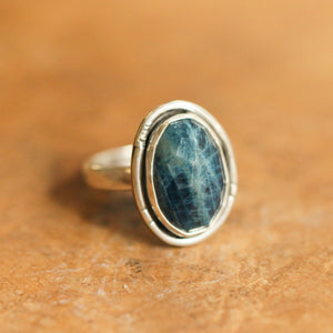 Ready to Ship - Chunky Apatite Boho Ring - Size 7.5 - .925 Sterling Silver - Apatite Silversmith Ring