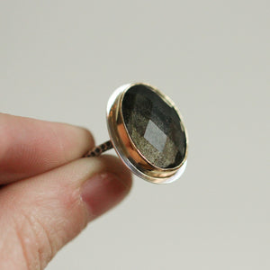 Golden Obsidian Ring - 18KT Solid Gold - Elegant Rose Cut Ring - Unique Silversmith Ring