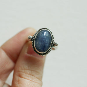 Blue Kyanite Lasso Ring - Sterling Silver Ring - Silversmith Ring - Blue Kyanite Ring