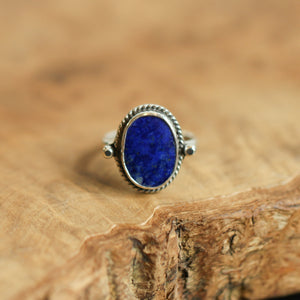 Blue Lapis Lasso Ring - Silversmith Ring - Lapis Lazuli Ring - Feminine Jewelry