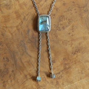 Faceted Labradorite Mock Bolo - Silversmith - .925 Sterling Silver - Labradorite Necklace