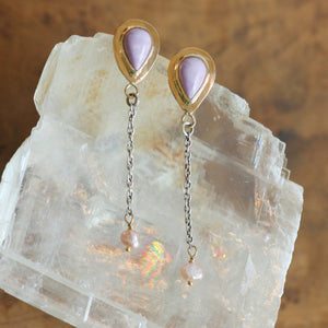 Phosphosiderite Gold Drop Earrings - Phosphosiderite Earrings - Phosphosiderite Posts