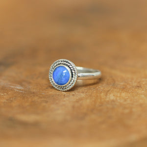 Western Blue Lapis Ring - Silversmith Ring - Feminine Jewelry - Lapis Lazuli Stacker