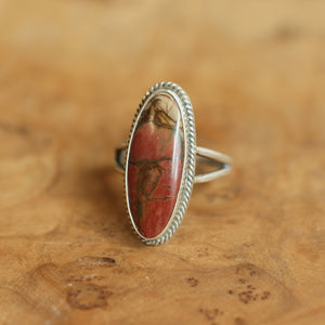 Boho Ring - Red Creek Jasper Ring - .925 Sterling Silver Ring - Silversmith Ring