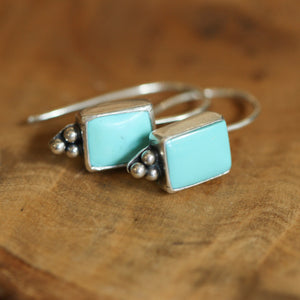 Piper Earrings - Old Stock Turquoise - Turquoise Drop Earrings - .925 Sterling Silver - Dainty Threader Earrings