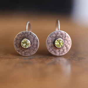 Small Peridot Drops - Peridot Earrings - Peridot Studs - Silversmith