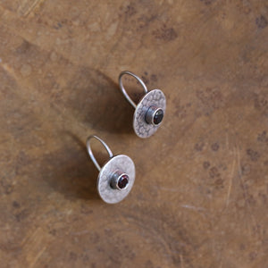 Garnet Drop Earrings - Garnet Earrings - Silversmith - Hammered Garnet Drops