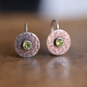 Small Peridot Drops - Peridot Earrings - Peridot Studs - Silversmith
