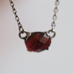 Faceted Garnet Necklace - Garnet Pendant - Red Garnet Jewelry - .925 Sterling Silver