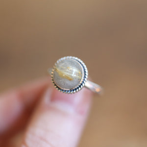 Golden Rutilated Quartz Ring  - Silversmith Ring - Choose Your Own Stone - Gallery Wire Ring