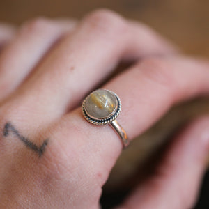 Golden Rutilated Quartz Ring  - Silversmith Ring - Choose Your Own Stone - Gallery Wire Ring