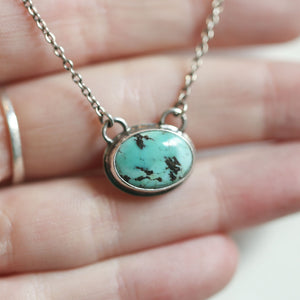 Ready to Ship - Turquoise Necklace - Small Turquoise Pendant with Chain - OOAK