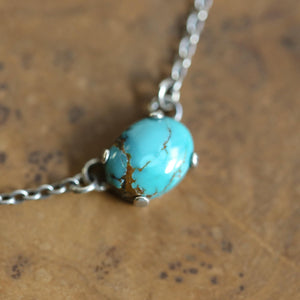 Turquoise Prong Necklace - Choose Your Stone - Small Turquoise Pendant - OOAK