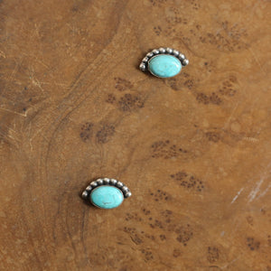 Bright Eyes Turquoise Posts - Boho Turquoise Earrings - Turquoise Studs - Silversmith