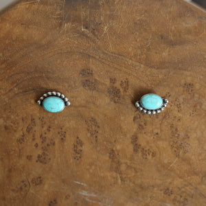 Bright Eyes Turquoise Posts - Boho Turquoise Earrings - Turquoise Studs - Silversmith
