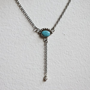 Ready to Ship - Bright Eyes Turquoise Necklace - Beaded Turquoise Lariat -Dainty Turquoise Y Necklace