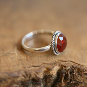 Carnelian Ring - Rose Cut Carnelian - Burnt Orange Carnelian Ring - Silversmith Ring