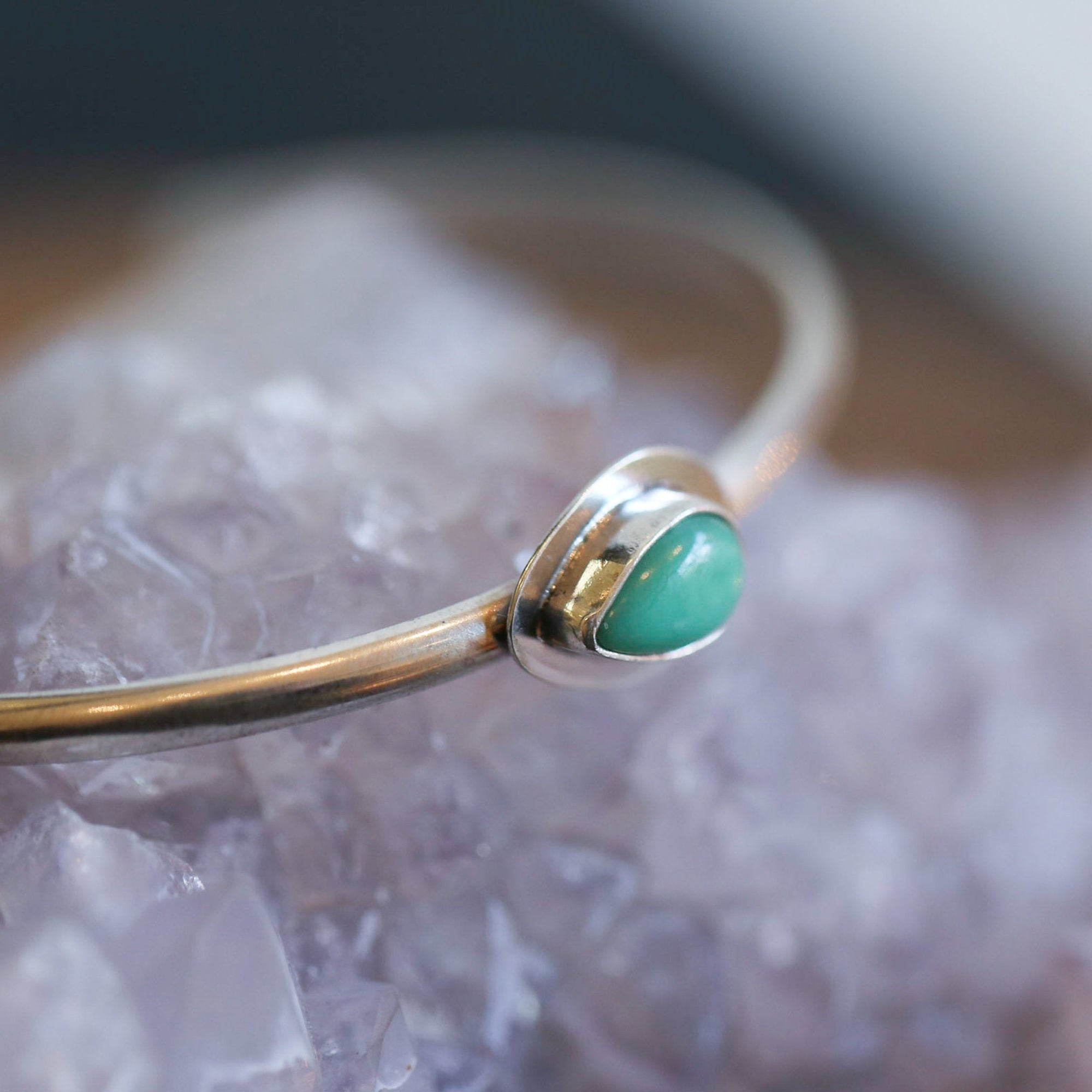 Chrysoprase Bracelet - Chrysoprase Cuff Bracelet - Chrysoprase Silver Bangle