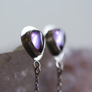 Amethyst Pearl Earrings - Soft Amethyst Drop Earrings - Sterling Silver - Boho Amethyst Jewelry