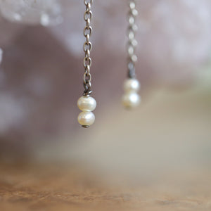 Amethyst Pearl Earrings - Soft Amethyst Drop Earrings - Sterling Silver - Boho Amethyst Jewelry