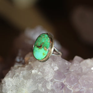 Sonoran Gold Turquoise Ring - 14K Gold Bezel - OOAK Turquoise Ring - Sterling Silver