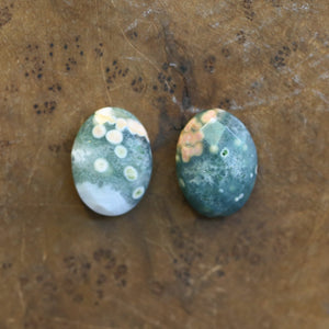 Ocean Jasper Posts with Jade and Peals - Choose Your Pair - Sterling Silver Studs