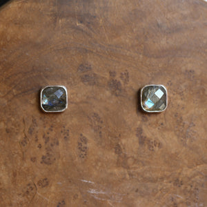 Faceted Labradorite Posts - Labradorite Earrings - Labradorite Studs - Silversmith Earrings