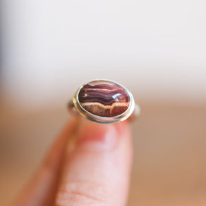 Laguna Lace Agate Ring - .925 Sterling Silver - East West Oval Ring - Choose Your Stone