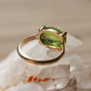 14KT Gold Peridot Ring - 14K Peridot Ring - Gold Prong Ring - August Birthstone - Goldsmith