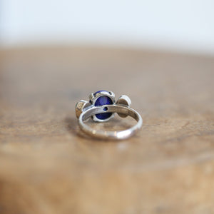 Tri-Stone Ring - Blue Lapis Ring - Turquoise Ring - Turquoise and Lapis Stacker Ring