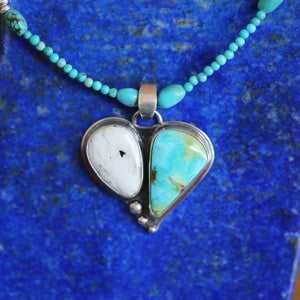 Ready to Ship - Turquoise and White Buffalo Pendant - 2 Stone Pendant - Choose your Own