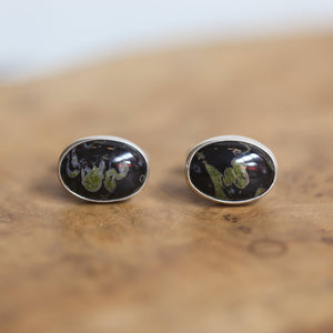 Black Fossil Cuff Links - .925 Sterling Silver Cufflinks - Silversmith