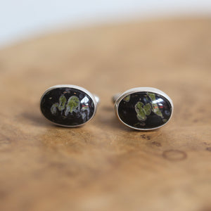 Black Fossil Cuff Links - .925 Sterling Silver Cufflinks - Silversmith