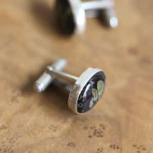 Black Fossil Cuff Links - .925 Sterling Silver Cufflinks - Silversmith