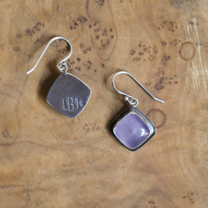 Ready to Ship - Purple Chalcedony Drop Earrings - .925 Sterling Silver - Chalcedony Earrings