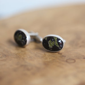 Black Fossil Cuff Links - .925 Sterling Silver Cufflinks - Silversmith