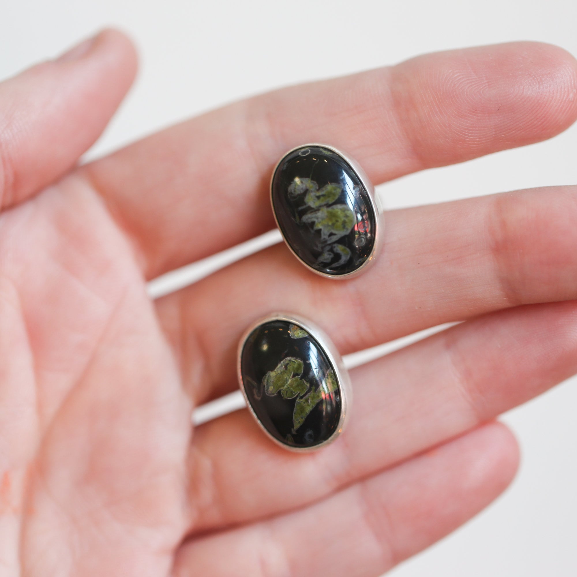 Black Fossil Cuff Links - .925 Sterling Silver Cufflinks - Silversmith