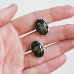 Black Fossil Cuff Links - .925 Sterling Silver Cufflinks - Silversmith