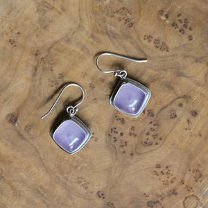 Ready to Ship - Purple Chalcedony Drop Earrings - .925 Sterling Silver - Chalcedony Earrings