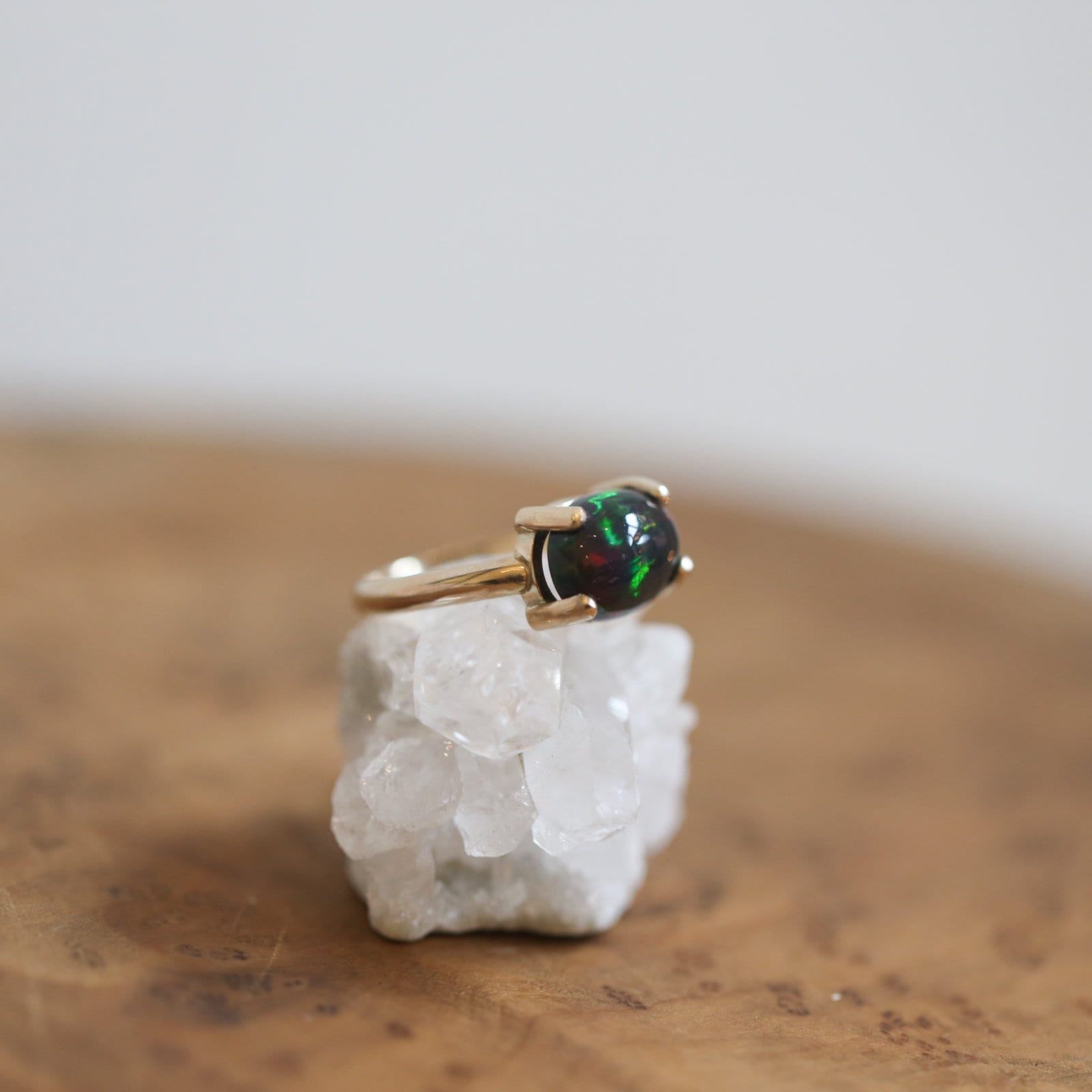 14KT Gold Opal Ring - 14K Opal Ring - Gold Prong Ring - October Birthstone - Goldsmith