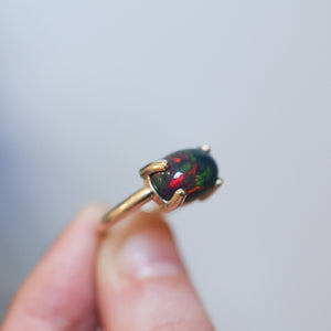 Solid Gold Opal Ring - 14K Gold Opal Ring - Gold Prong Ring - October Birthstone - Goldsmith