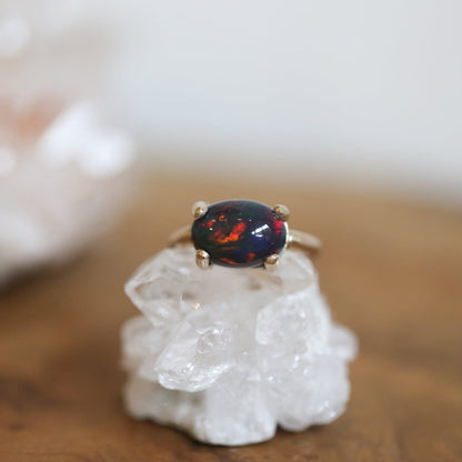 14KT Gold Opal Ring - 14K Opal Ring - Gold Prong Ring - October Birthstone - Goldsmith