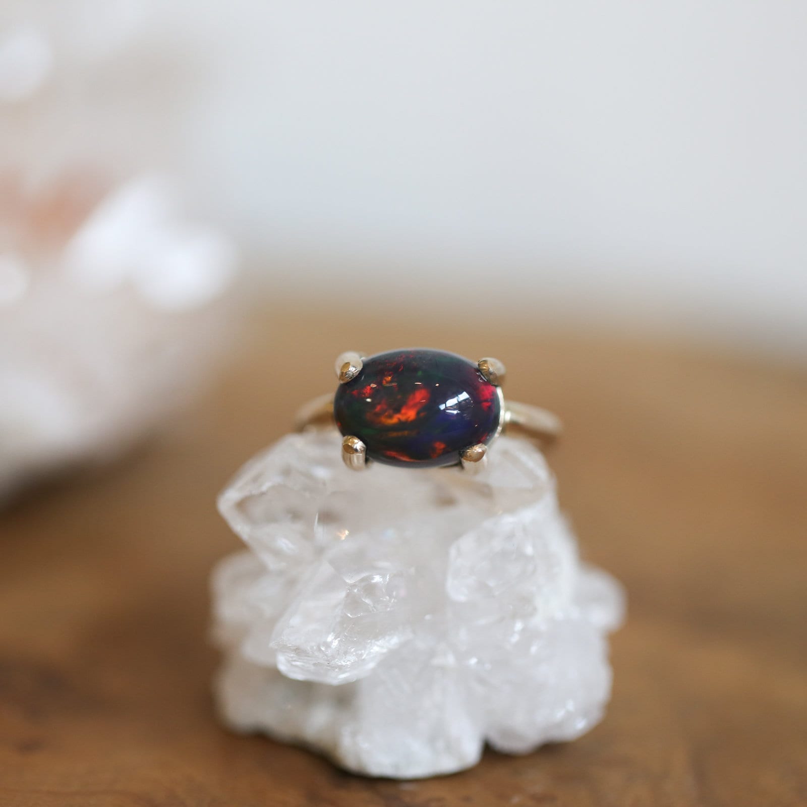 14KT Gold Opal Ring - 14K Opal Ring - Gold Prong Ring - October Birthstone - Goldsmith