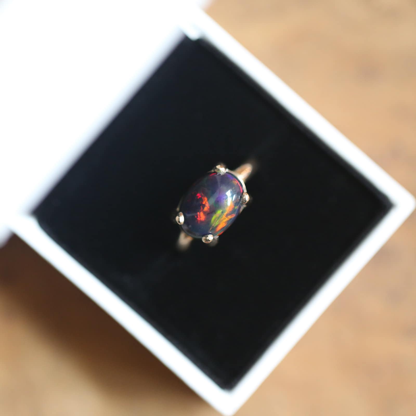 14KT Gold Opal Ring - 14K Opal Ring - Gold Prong Ring - October Birthstone - Goldsmith