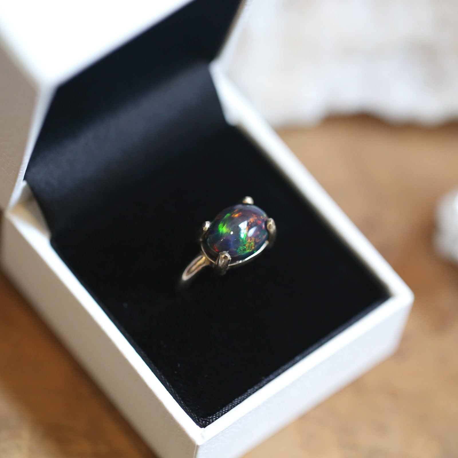 14KT Gold Opal Ring - 14K Opal Ring - Gold Prong Ring - October Birthstone - Goldsmith